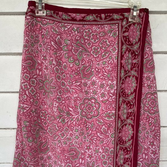 SAG HARBOR PAISLEY FLORAL LONG WRAP SKIRT 10P-EUC - Picture 3 of 10